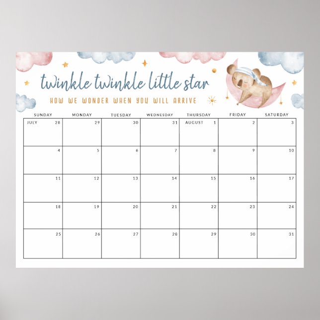 Vänd Gender för Lilla stjärna Gissa datum Poster (Framsidan)