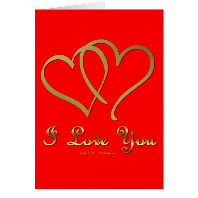 Vänd Guld Hearts i Kärlek You Hälsningskort (Framsidan)