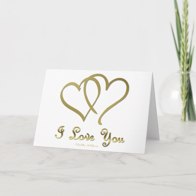 Vänd Guld Hearts i Kärlek You Helgkort (Framsida)