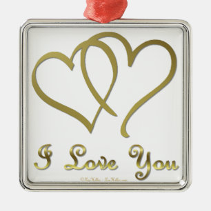 Vänd Guld Hearts i Kärlek You Julgransprydnad Metall