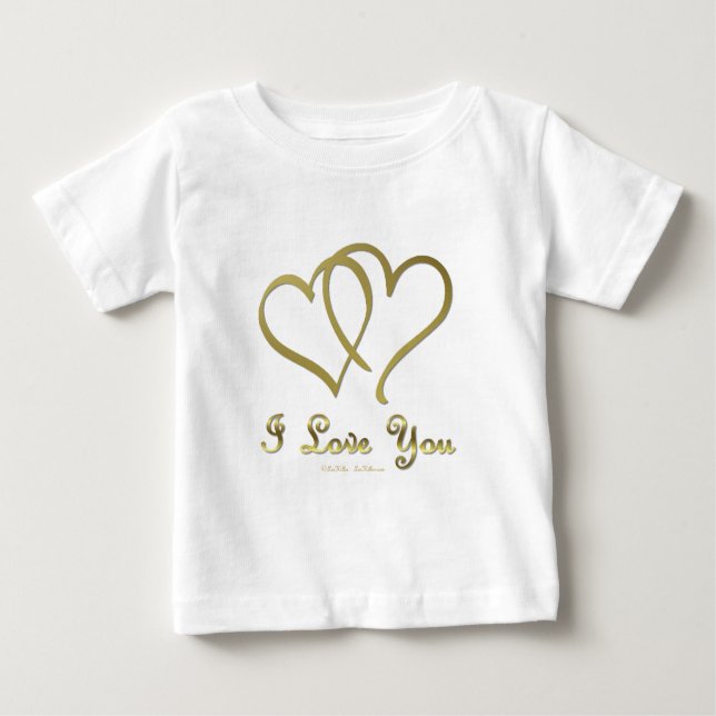 Vänd Guld Hearts i Kärlek You Tee Shirt (Framsida)