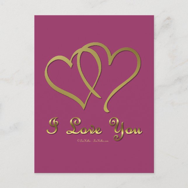 Vänd Guld Hearts i Kärlek You Vykort (Framsida)