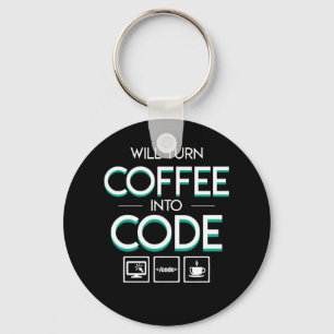 Vänd kaffe in i Coderprogrammerareskjortan Nyckelring