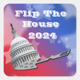 Vänd kammaren Röstblått 2024 Fyrkantigt Klistermärke