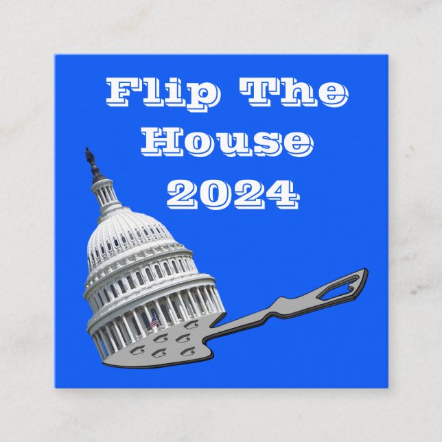 Vänd kammaren Röstblått 2024 Fyrkantigt Visitkort (Framsida)