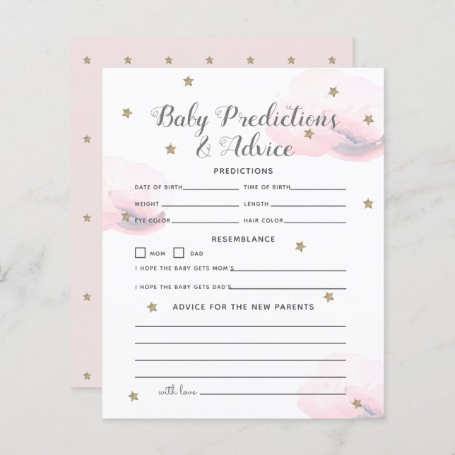 Vänd Lilla Star Rosa Baby Predications & Advice (Fram/baksida)