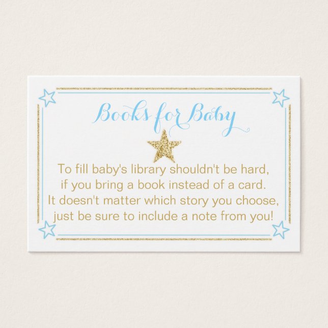 Vänd lilla stjärnan Blue Guld Bokar mot Baby Visitkort (Framsida)