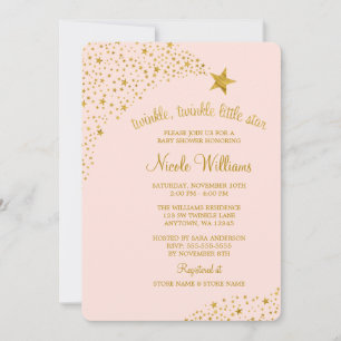 Vänd lilla stöttning av Star Rosa Guld Baby Shower Inbjudningar
