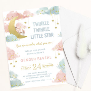 Vänd liten stjärna Baby Gender Reveal Party Inbjudningar
