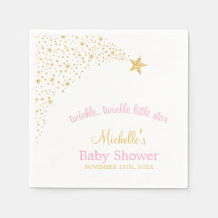Vänd liten stöt Stjärna Guld Rosa Baby Shower Pappersservett