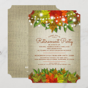 Vänd Ljus hösten Burlap Pension Party Inbjudningar