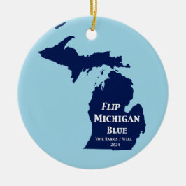 Vänd Michigan Blue 2024 Julgransprydnad Keramik