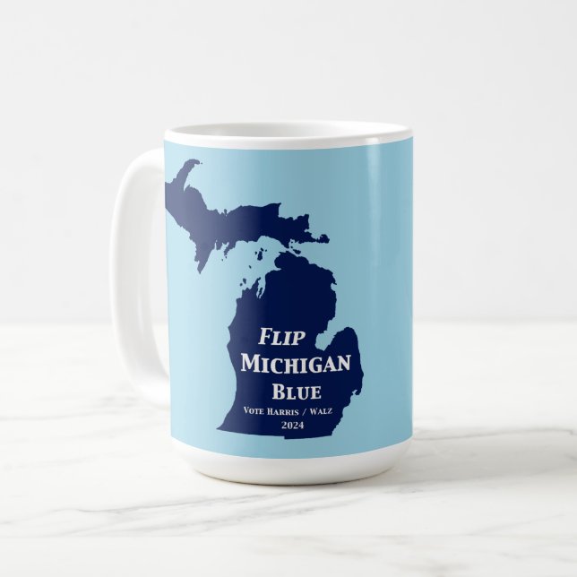 Vänd Michigan Blue 2024 Kaffemugg (Framsida vänster)