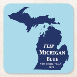 Vänd Michigan Blue 2024 Underlägg Papper Kvadrat