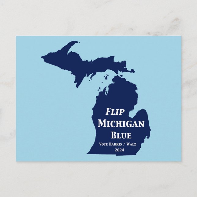 Vänd Michigan till Blått 2024 Vykort (Framsida)