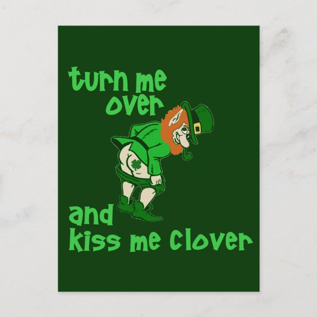 Vänd mig över och Kiss Me Klöver Vykort (Framsida)