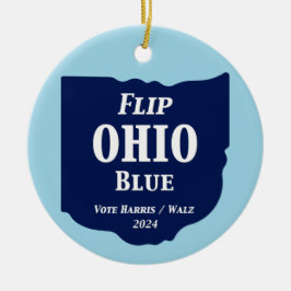 Vänd Ohio Blue 2024 Julgransprydnad Keramik
