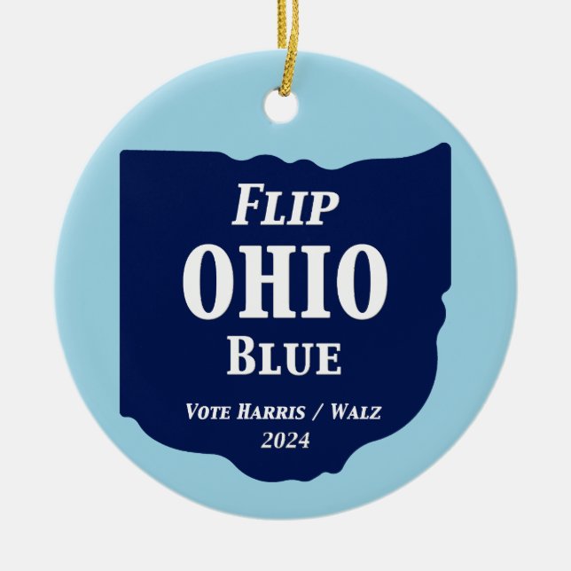 Vänd Ohio Blue 2024 Julgransprydnad Keramik (Framsidan)