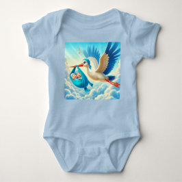 Vänd Pojke med Stork Baby Shower T Shirt