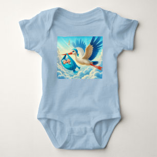 Vänd Pojke med Stork Baby Shower T Shirt