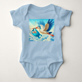 Vänd Pojke med Stork Baby Shower T Shirt