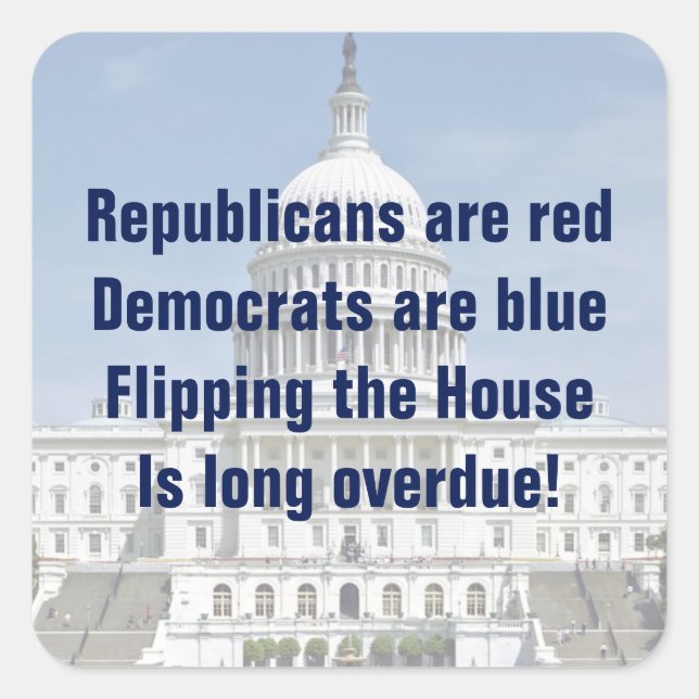 Vänd representanthuset fyrkantigt klistermärke (Framsida)