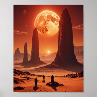 Vänd Sol över Desert Planet Poster