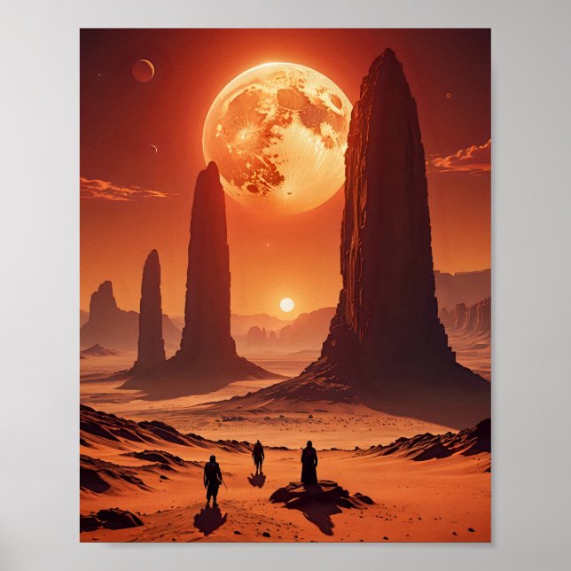Vänd Sol över Desert Planet Poster (Framsidan)