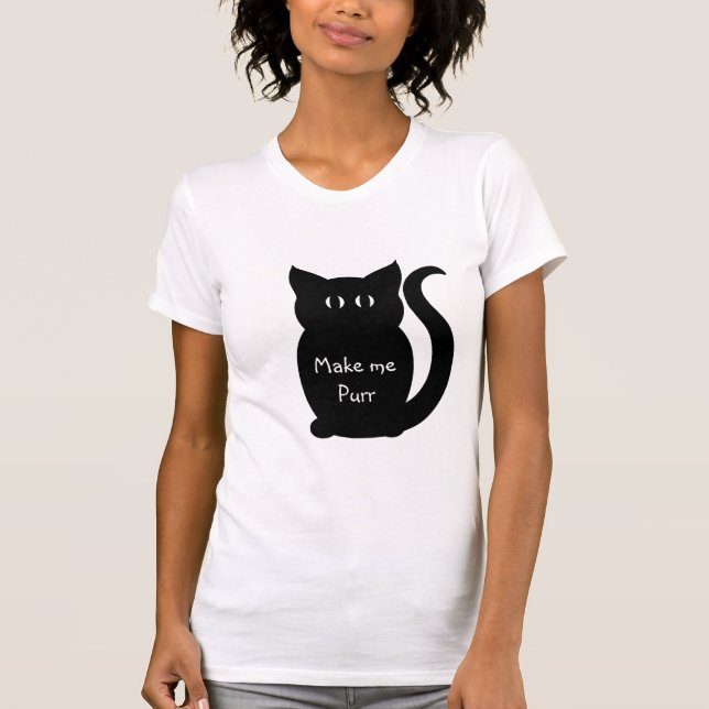 Vänd svart kattsilhuett tee (Framsida)