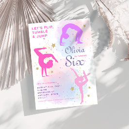 Vänd tumlare och hoppa GymnastikFödelsedagsfest Inbjudningar
