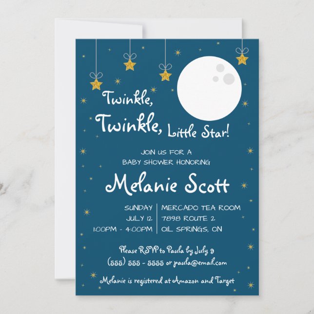 Vänd, Twinkle, Little Star! Baby Shower Invita Inbjudningar (Framsida)