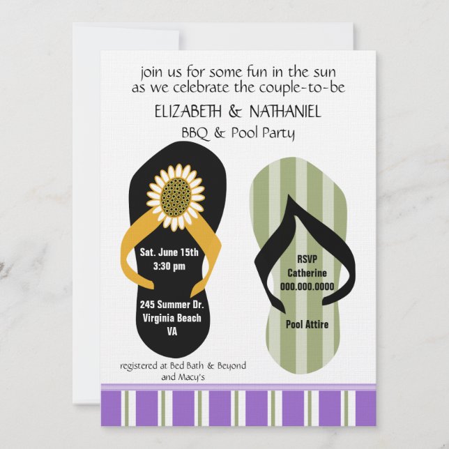 Vänd ut Par Möhippa Bassäng Party Inbjudningar (Framsida)