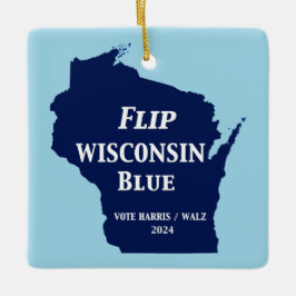 Vänd Wisconsin Blue 2024 Julgransprydnad Keramik