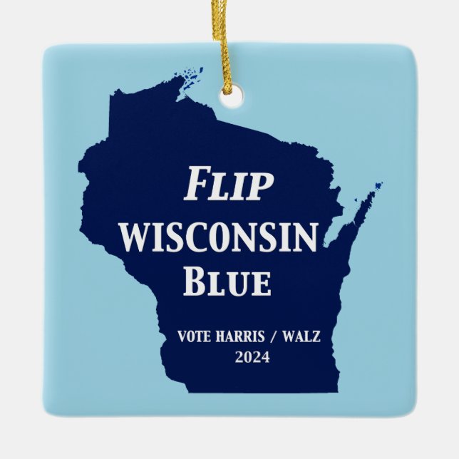 Vänd Wisconsin Blue 2024 Julgransprydnad Keramik (Framsida)