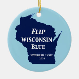 Vänd Wisconsin Blue 2024 Julgransprydnad Keramik