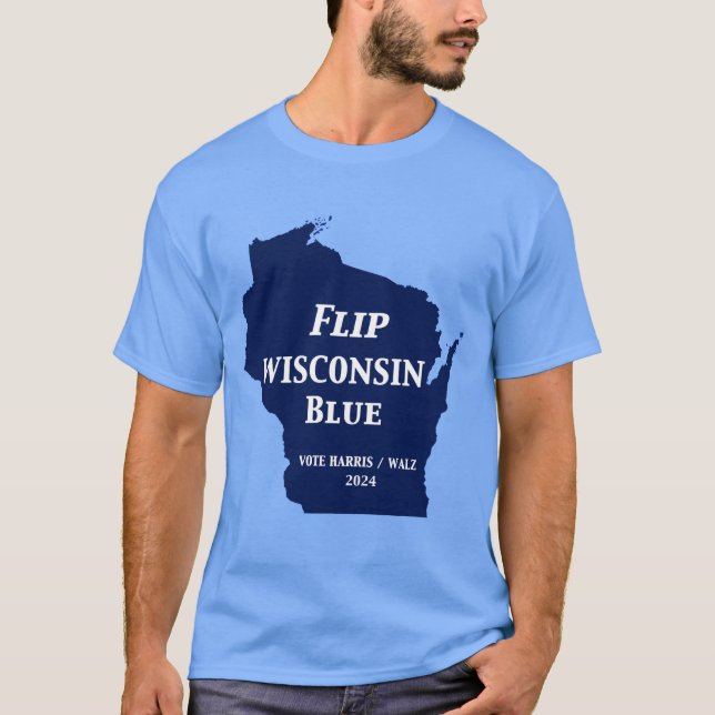 Vänd Wisconsin Blue 2024 T Shirt (Framsida)