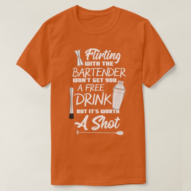 Vända bartender-nr utan fria drycker t shirt (Design framsida)