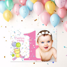 Vända en Rosa foto Birthday Inbjudningar