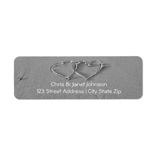 Vända hjärtan i sandreturetiketter returadress etikett (Framsidan)
