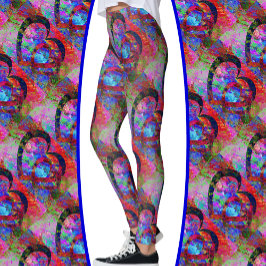 Vända hörn med Löv med vattenfärg Leggings