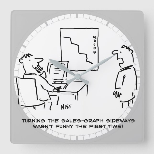 Vända sökvägar för Office Sales Chart Fyrkantig Klocka (Framsida)