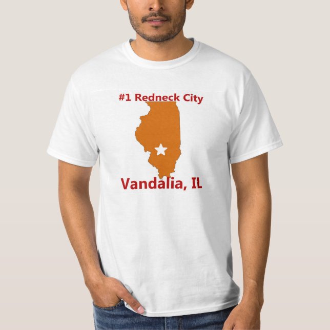 Vandalia #1 Redneckstad i Illinois manar Tshirt Tee (Framsida)