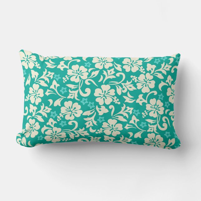 Vändbar rand Kapalua Pareau för hawaiansk hibiskus Lumbarkudde (Framsida)