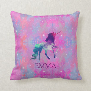 Vändbara rosor/det purpurfärgade galaxUnicornnam Kudde