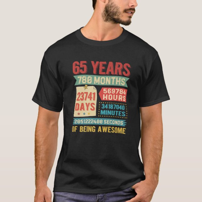 Vänder 65 år Ålder 65e Birthday Dekorations Bda T Shirt (Framsida)
