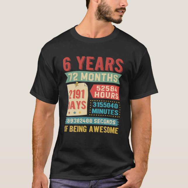 Vänder 6 år gamla 6e-födelsedagsdagen Dekorationer T Shirt (Framsida)