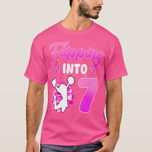 Vänder In I 7 Cheerleader 7-års Födelsedagsflicka  T Shirt (Framsida)