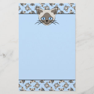 Vänder mot den Siamese blått synade katten Brevpapper