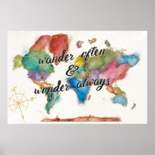 Vander ofta, Wander Alltid Karta med citat Poster
