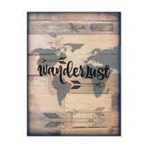 Vanderlustkort för Rustic Wood Travel Postcard